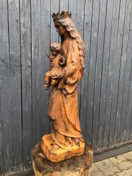 Moeder Maria / Mother Mary met jezus, groot gietijzeren beeld
