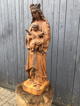 Moeder Maria / Mother Mary met jezus, groot gietijzeren beeld