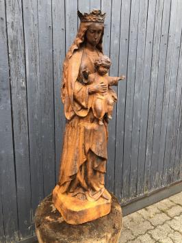 Moeder Maria / Mother Mary met jezus, groot gietijzeren beeld