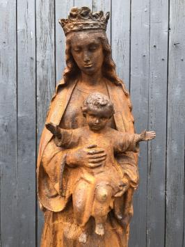 Moeder Maria / Mother Mary met jezus, groot gietijzeren beeld