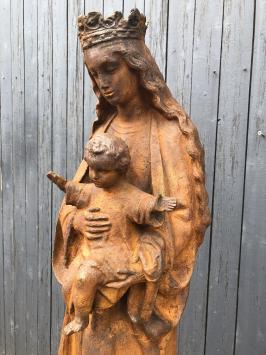 Moeder Maria / Mother Mary met jezus, groot gietijzeren beeld