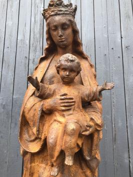 Moeder Maria / Mother Mary met jezus, groot gietijzeren beeld