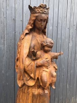 Moeder Maria / Mother Mary met jezus, groot gietijzeren beeld