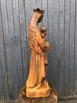 Moeder Maria / Mother Mary met jezus, groot gietijzeren beeld