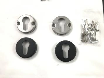 Complete deurbeslag set, incl. slot en drie sleutels, mat zwart, DIN links, pz72
