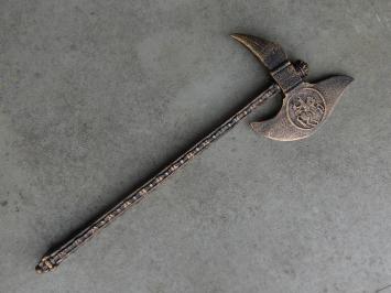 Middeleeuwse strijdbijl, bijl gietijzer, historische decoratie, 62 cm