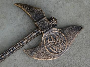 Middeleeuwse strijdbijl, bijl gietijzer, historische decoratie, 62 cm