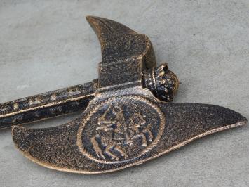 Middeleeuwse strijdbijl, bijl gietijzer, historische decoratie, 62 cm