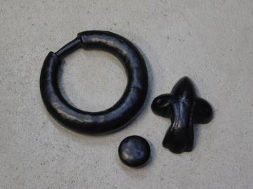 Türklopfer schwarz, antike französische Lilie, historisches Design
