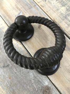 Türklopfer, robustes gedrehtes Eisen mit Hörerplatte, braun