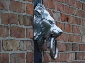 Deurklopper leeuw - aluminium - zilverkleurig