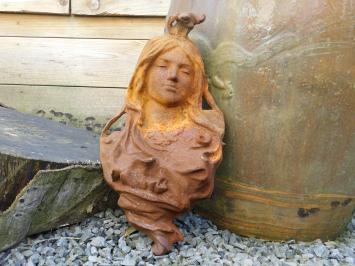 Wanddekoration aus Gusseisen - Frauenkopf - rustikal