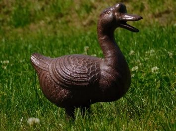 Prachtige mooie kwakende eend, gietijzer, bruin