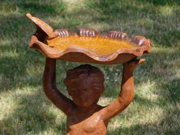 Groot vogelbad, decoratief tafereel, engel, gietijzer