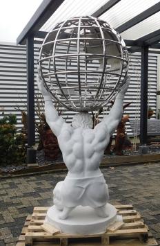 Atlasstatue mit Globus, mythologische Kunst, voller Marmor mit Nickel