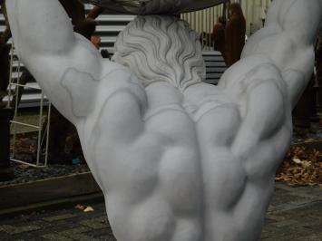 Atlasstatue mit Globus, mythologische Kunst, voller Marmor mit Nickel
