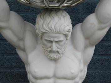 Atlasstatue mit Globus, mythologische Kunst, voller Marmor mit Nickel