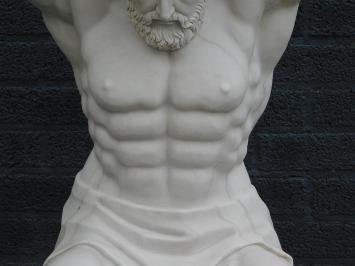 Atlasstatue mit Globus, mythologische Kunst, voller Marmor mit Nickel