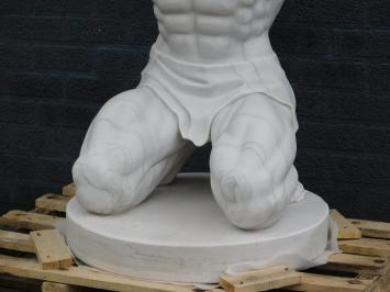 Atlasstatue mit Globus, mythologische Kunst, voller Marmor mit Nickel