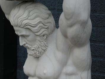 Atlasstatue mit Globus, mythologische Kunst, voller Marmor mit Nickel