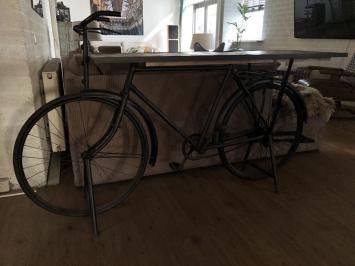 Sidetable, fiets metaal met houten tafelblad