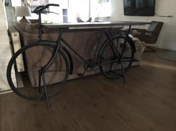 Sidetable, fiets metaal met houten tafelblad