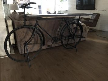 Sidetable, fiets metaal met houten tafelblad