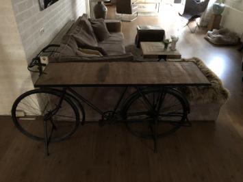 Sidetable, fiets metaal met houten tafelblad