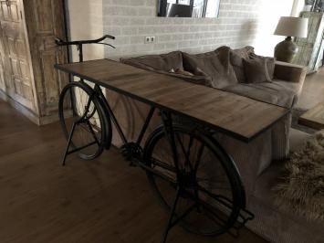 Sidetable, fiets metaal met houten tafelblad