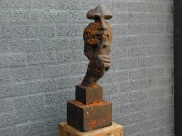 Exclusief beeld van 'de fluisteraar', polystein, sculptuur als decoratie