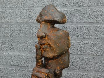 Exclusief beeld van 'de fluisteraar', polystein, sculptuur als decoratie