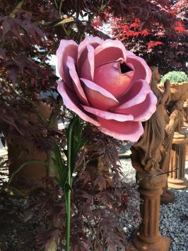 Grote roos - roze - metaal - handgemaakt