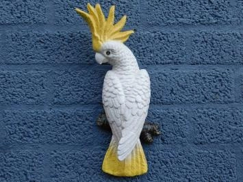 Gietijzeren grote geelkuifkaketoe - geel/wit - muurdecoratie