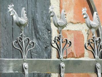 Wandhanger met haanmotief en 5 haken