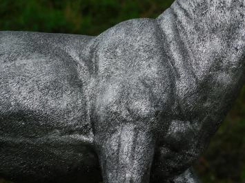 Statue Hirsch XL - silberfarbig - Polystone