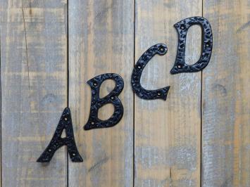 Huisnummers en letters, smeedijzer, zwart, combinatie, antiek