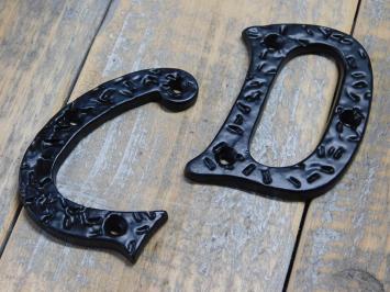 Huisnummers en letters, smeedijzer, zwart, combinatie, antiek