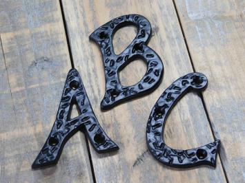 Huisnummers en letters, smeedijzer, zwart, combinatie, antiek