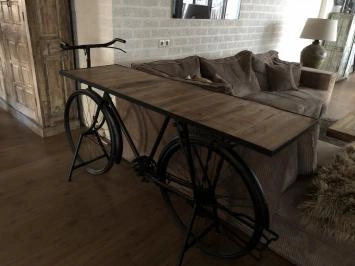 Sidetable, fiets metaal met houten tafelblad