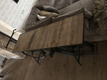 Sidetable, fiets metaal met houten tafelblad