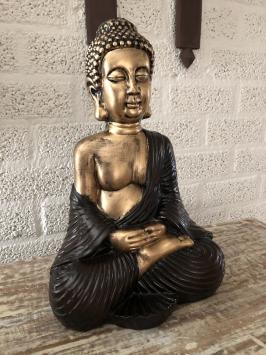 Boeddha beeld ceramic zittend Thais in kleur