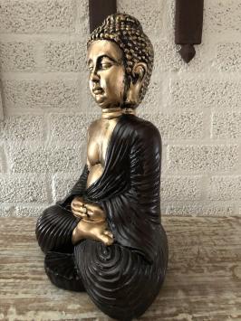 Boeddha beeld ceramic zittend Thais in kleur