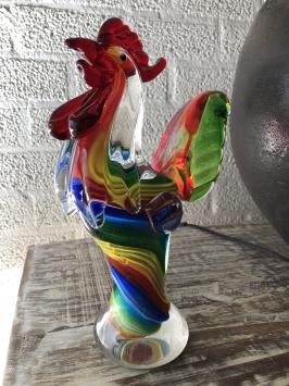 Glasgeblasener Hahn, Handwerkskunst und wunderbare Farben!