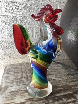 Glasgeblasener Hahn, Handwerkskunst und wunderbare Farben!