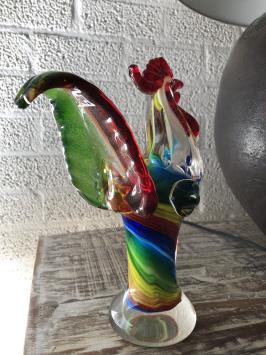 Glasgeblasener Hahn, Handwerkskunst und wunderbare Farben!