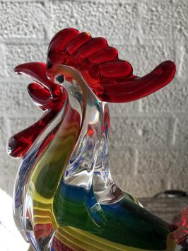 Glasgeblasener Hahn, Handwerkskunst und wunderbare Farben!