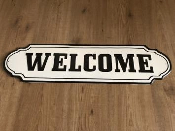 Wandbord, naamplaat XL, met tekst: WELCOME in old-look