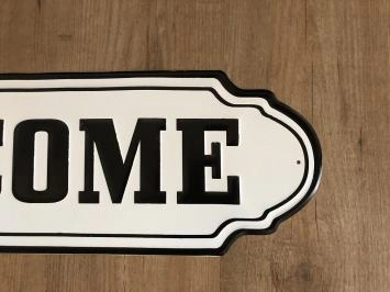 Wandbord, naamplaat XL, met tekst: WELCOME in old-look