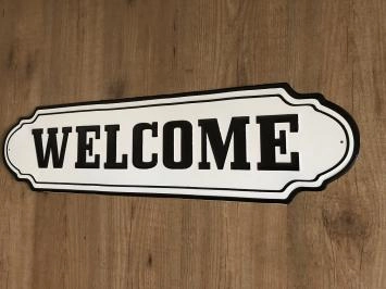 Wandbord, naamplaat XL, met tekst: WELCOME in old-look