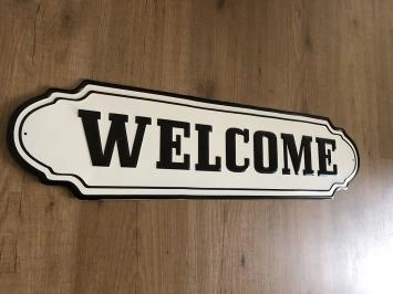 Wandbord, naamplaat XL, met tekst: WELCOME in old-look
